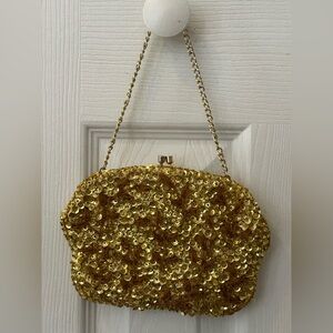 Vintage Gold Sequin Evening Clutch